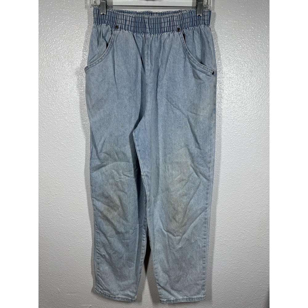 Vintage North West Blue Pants Womens 12P Light‎ Blue Denim Pull-On Made USA 90s
